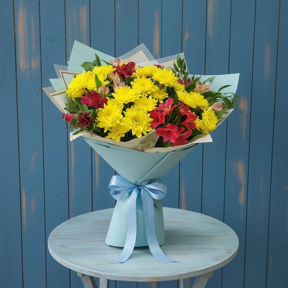 Букет цветов из: Альстромерии и Хризантемы в Курлово