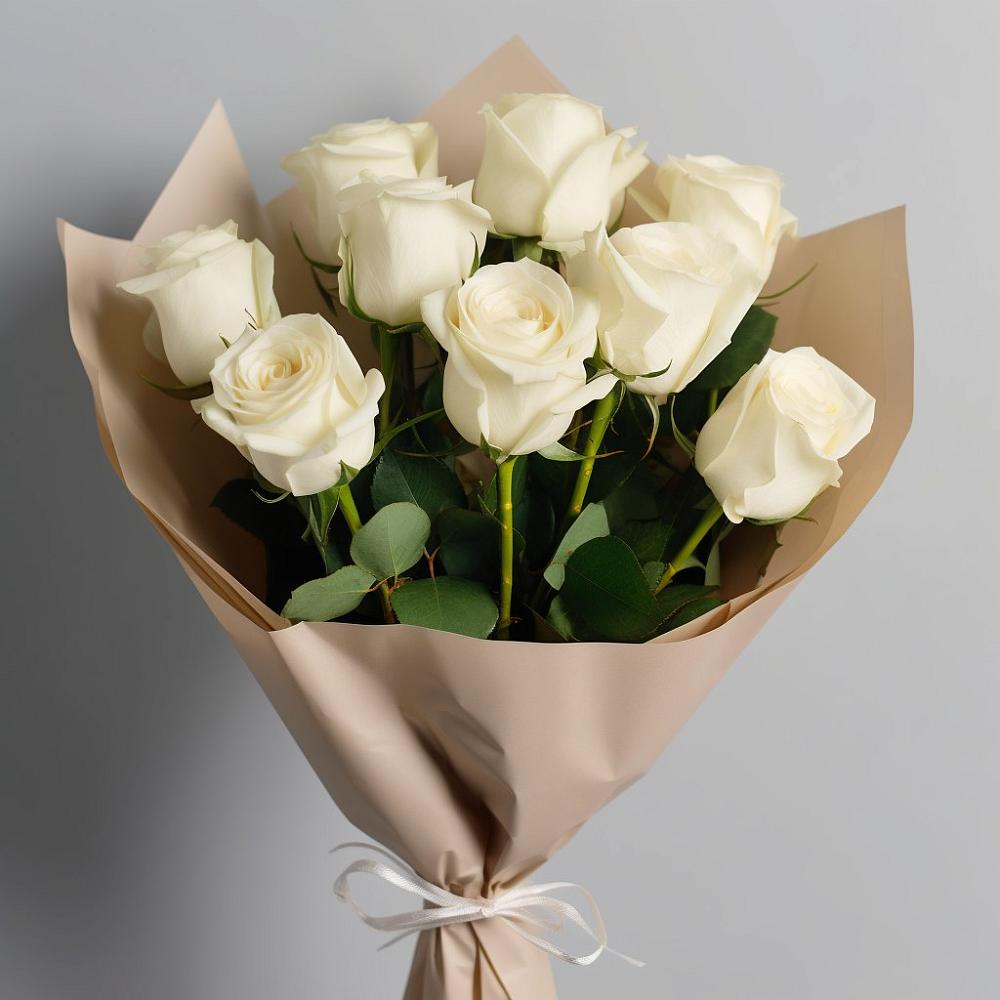 Букет 9 Белых роз Эдлесс Лав в Курлово