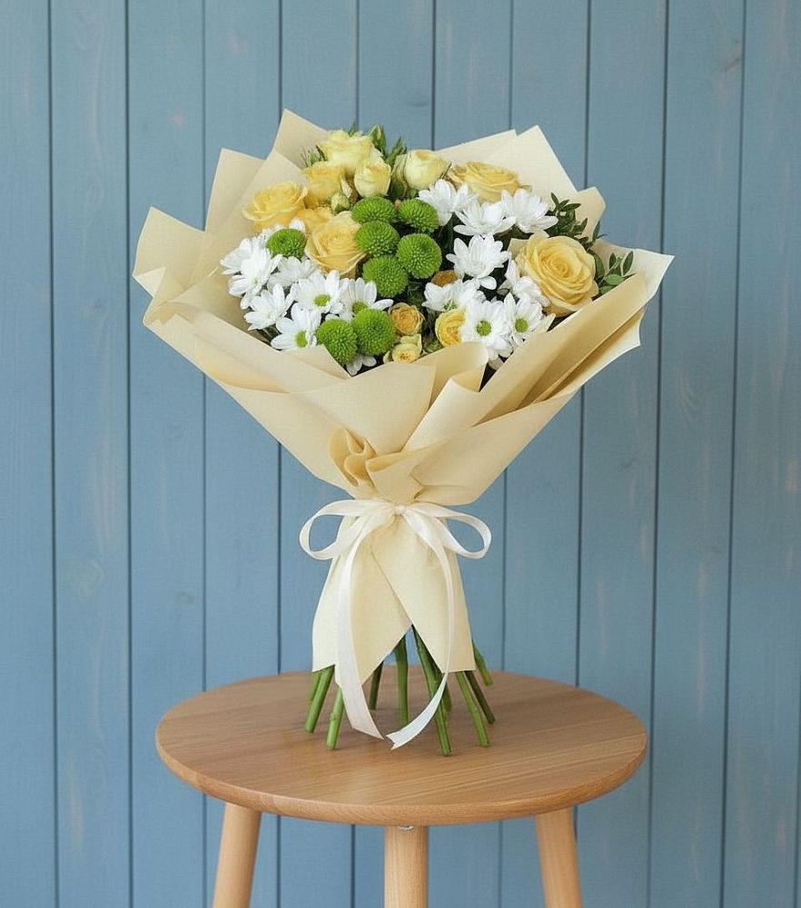 Букет цветов из: Хризантемы и Розы в Курлово