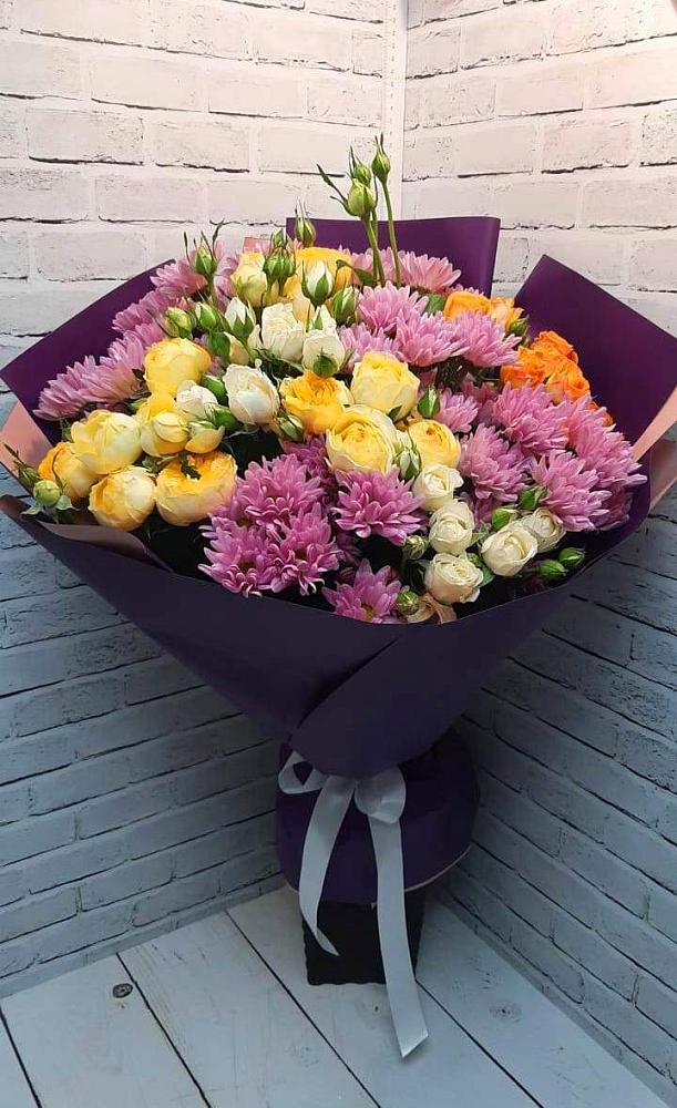Букет цветов из: Хризантемы и Розы в Курлово