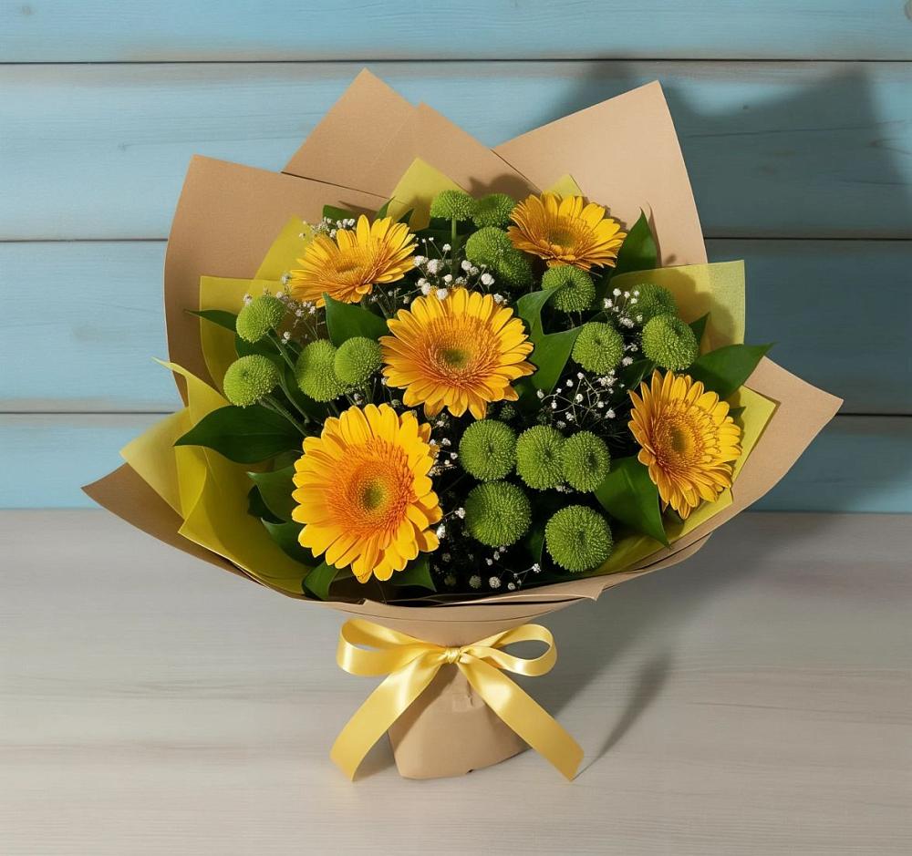 Букет цветов из: Герберы и Хризантемы в Курлово