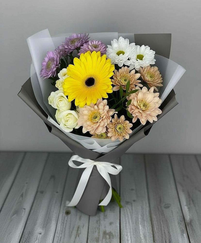 Букет цветов из: Розы, Герберы и Хризантемы в Курлово