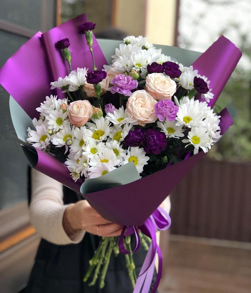 Букет цветов из: Хризантемы, Гвоздики и Розы в Курлово