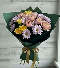 Букет цветов из:  Хризантемы и Розы #REPLACE_PRED# Курлово