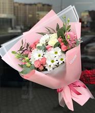 Букет цветов из:  Розы, Лизиантусы и Хризантемы в Курлово