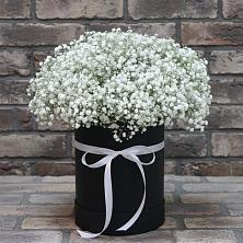 Цветочная композиция из Гипсофила в шляпной коробке в Курлово