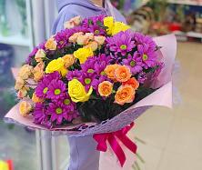 Букет цветов из:  Хризантемы и Розы #REPLACE_PRED# Курлово