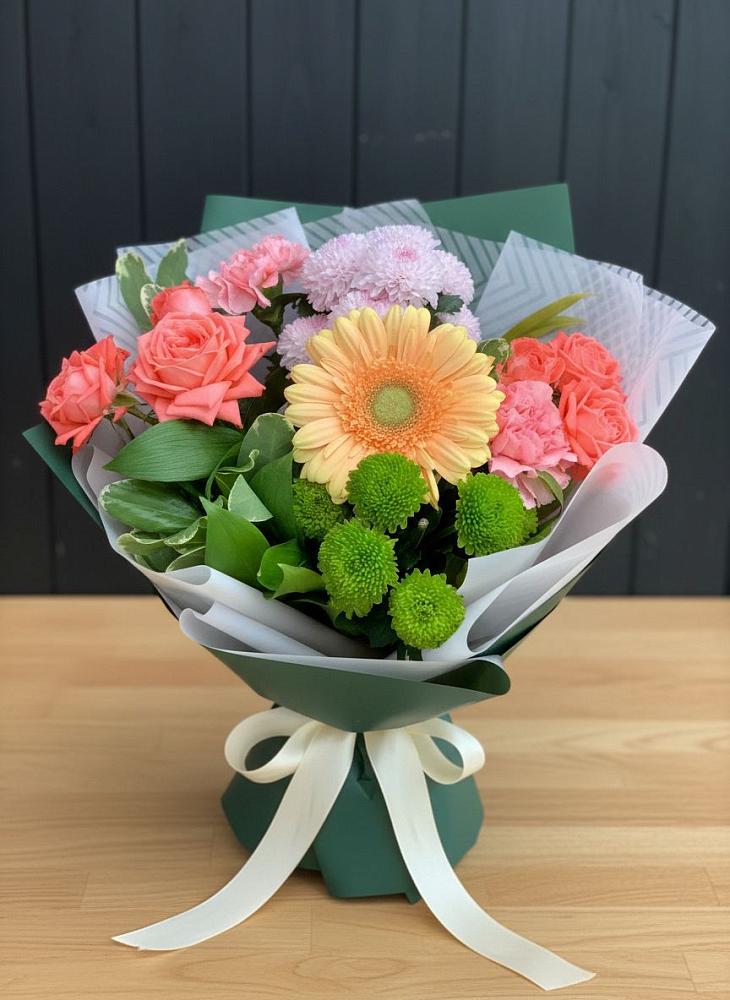 Букет цветов из: Гвоздики, Розы, Герберы и Хризантемы в Курлово