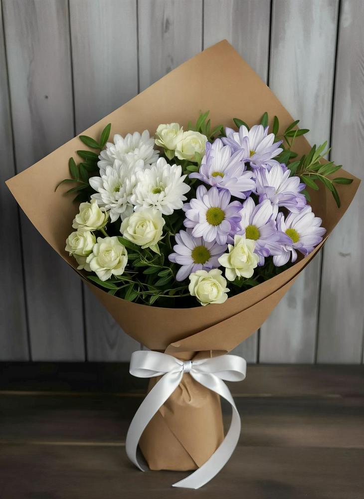 Букет цветов из: Хризантемы и Розы в Курлово